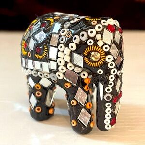 Vintage Handmade Beaded Mini Mosaic Elephant